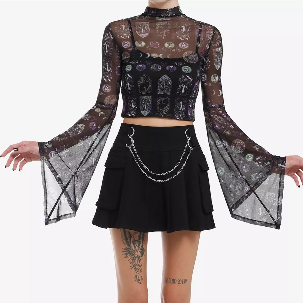 Cosmic Aura Stained Glass Sheer Mock Neck Top Hot Topic